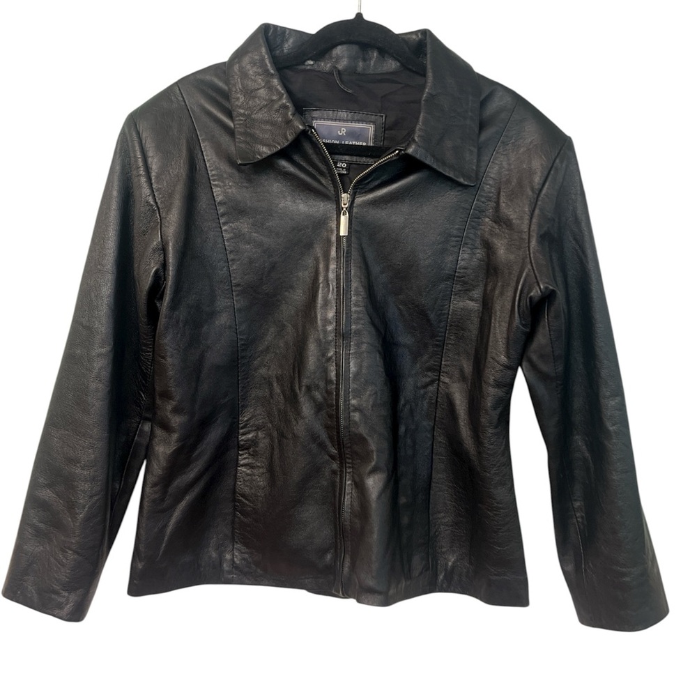 JR Fashion Real Leather Vintage Black Jacket classic fitted size Large XL